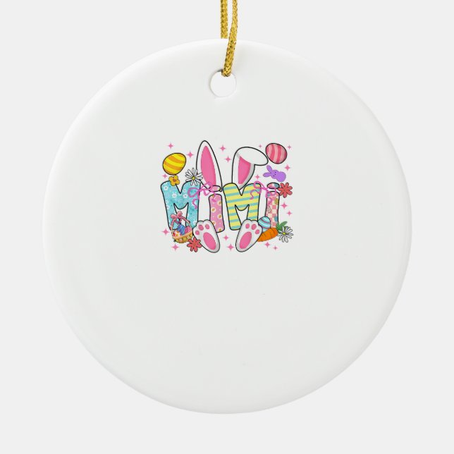 Easter Mimi Bunny Ears Coquette Bow Easter Rabbit  Ceramic Ornament (Front)