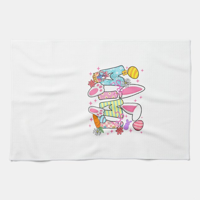 Easter Mimi Bunny Ears Coquette Bow Easter Rabbit  Kitchen Towel (Horizontal)