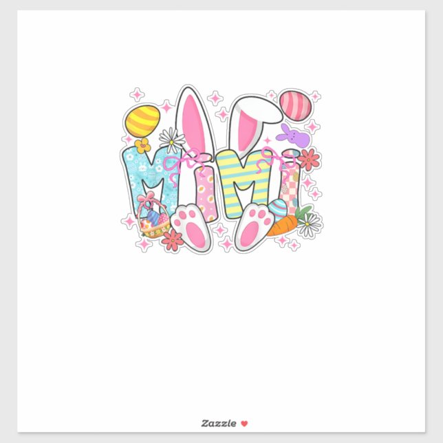 Easter Mimi Bunny Ears Coquette Bow Easter Rabbit  Sticker (Sheet)