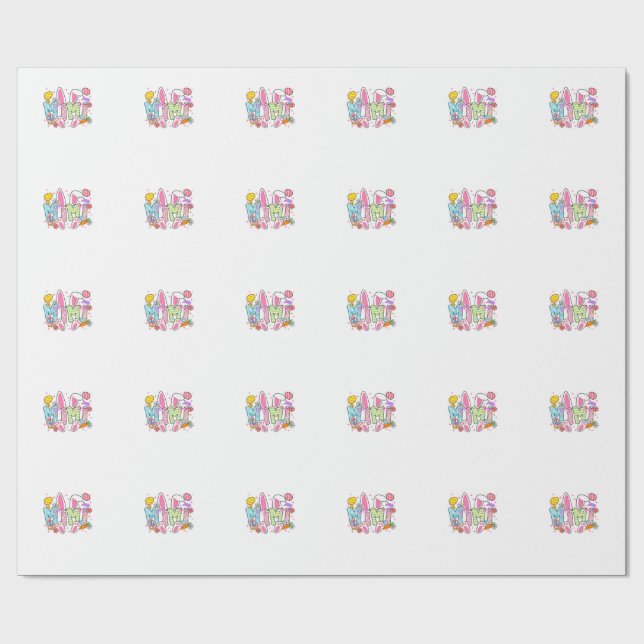 Easter Mimi Bunny Ears Coquette Bow Easter Rabbit  Wrapping Paper (Flat)
