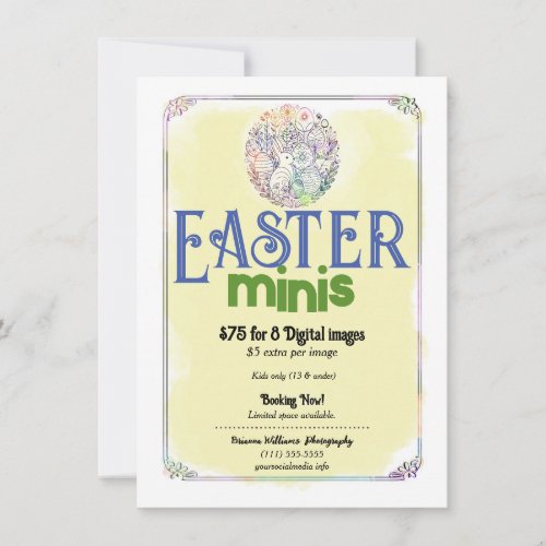 Easter Minis Yellow Watercolor Photography Flyer  Invitation
