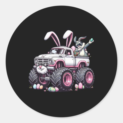 Easter Monster Truck Dabbing Bunny Monster Truck L Classic Round Sticker