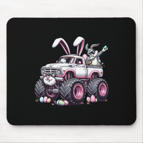 Easter Monster Truck Dabbing Bunny Monster Truck L Mouse Pad
