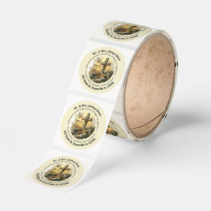 Easter Morning Cross with Glowing Sunrise Classic Round Sticker