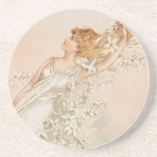 "Easter Morning" - Vintage Print, L. Prang & Co. Coaster