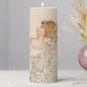"Easter Morning" - Vintage Print, L. Prang & Co. Pillar Candle