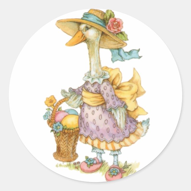 Easter Mother Goose Classic Round Sticker (Front)