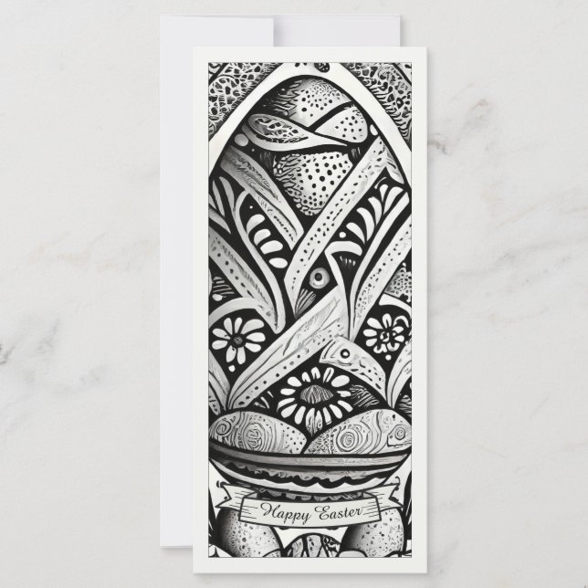 Easter motif b/w cartoon with Easter eggs 26006 (Front)