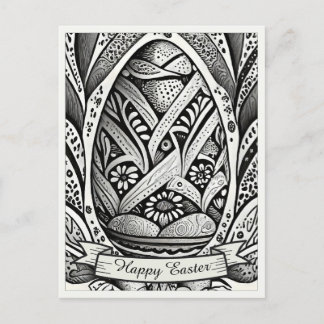 Easter motif b/w cartoon with Easter eggs 26006 Holiday Postcard