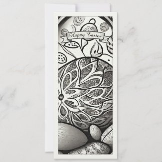 Easter motif b/w cartoon with Easter eggs 97330