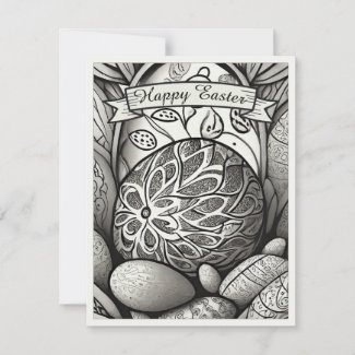 Easter motif b/w cartoon with Easter eggs 97330