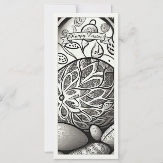 Easter motif b/w cartoon with Easter eggs 97330