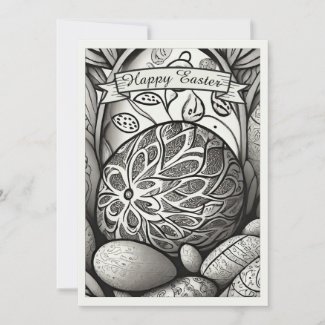 Easter motif b/w cartoon with Easter eggs 97330
