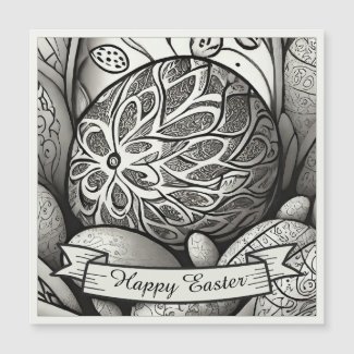 Easter motif monochrome cartoon with Easter eggs 97330 Card
