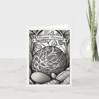Easter motif b/w cartoon with Easter eggs 97330