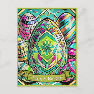 Easter Motif Colored Cartoon with Easter Eggs 1355 Holiday Postcard