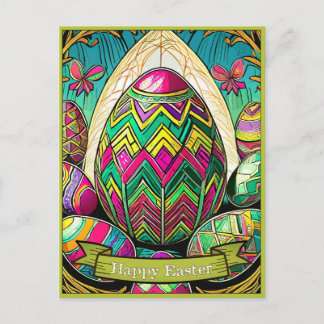 Easter Motif Colored Cartoon with Easter Eggs 5008 Holiday Postcard