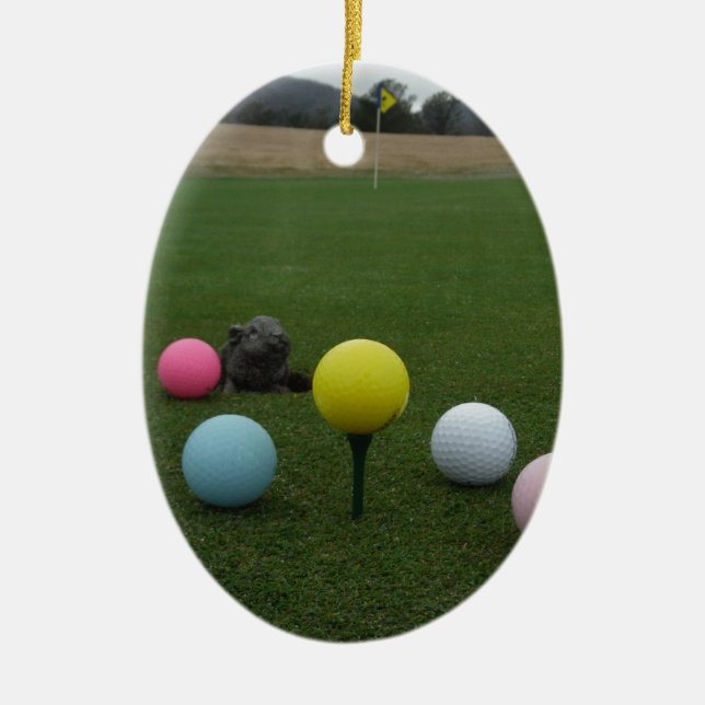 Easter mountain golf course ceramic ornament (Front)