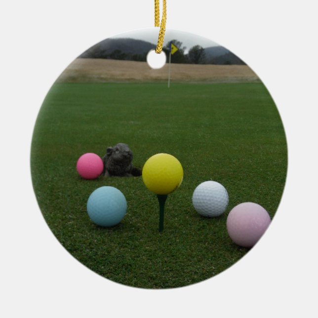 Easter mountain golf course ceramic ornament (Front)