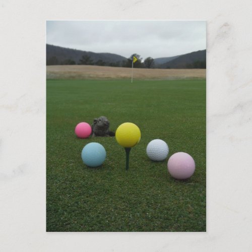 Easter mountain golf course holiday postcard