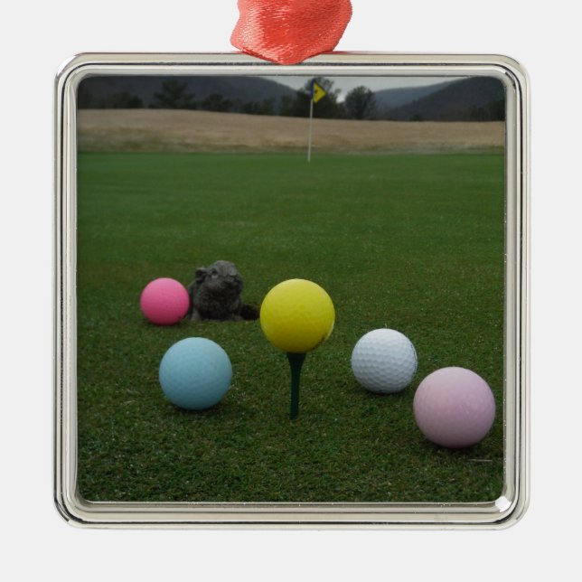 Easter mountain golf course metal ornament (Front)