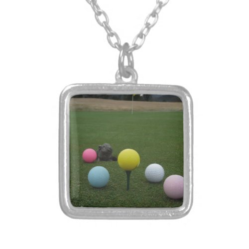 Easter mountain golf course silver plated necklace