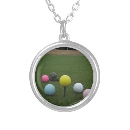 Easter mountain golf course silver plated necklace