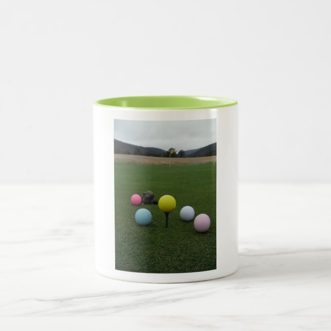 Easter mountain golf course Two-Tone coffee mug (Center)