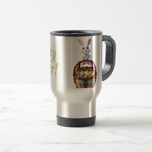 Easter mug,bunny,eggs travel mug (Front Right)