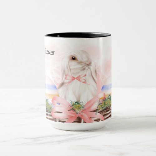 Easter Mug with White Bunny in Basket