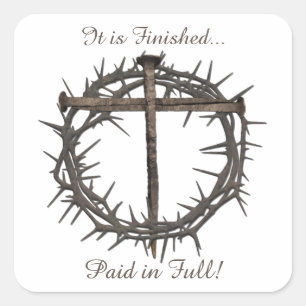 EASTER NAILS AND CROWN OF CHRIST SQUARE STICKER