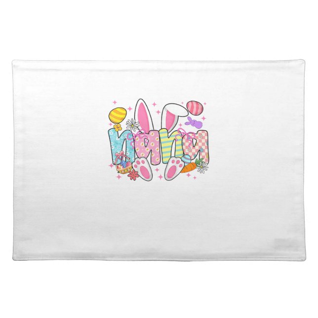 Easter Nana Bunny Ears Coquette Bow Easter Rabbit  Cloth Placemat (Front)