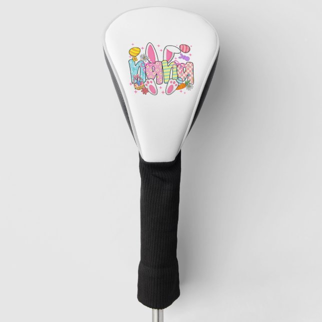 Easter Nana Bunny Ears Coquette Bow Easter Rabbit  Golf Head Cover (Front)