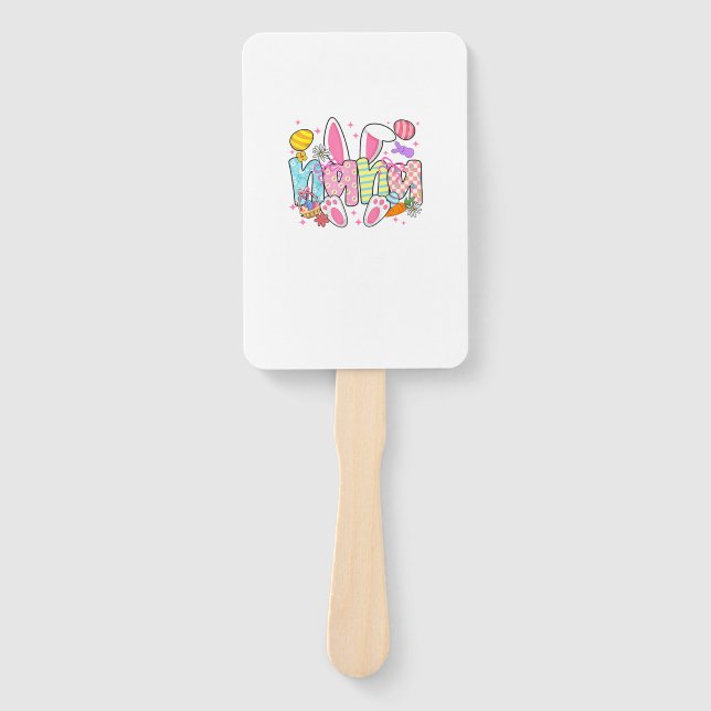 Easter Nana Bunny Ears Coquette Bow Easter Rabbit  Hand Fan (Front)