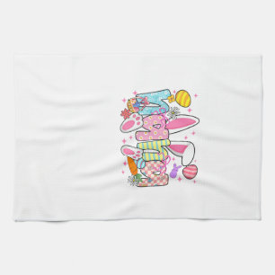 Easter Nana Bunny Ears Coquette Bow Easter Rabbit  Kitchen Towel