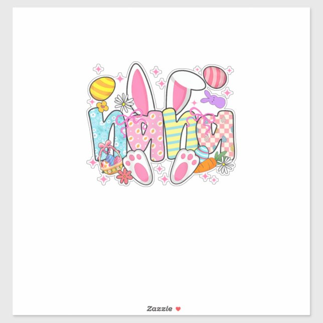 Easter Nana Bunny Ears Coquette Bow Easter Rabbit  Sticker (Sheet)