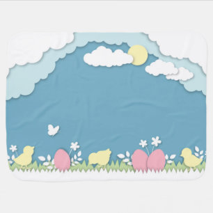 Easter natural papercut animals design baby blanket
