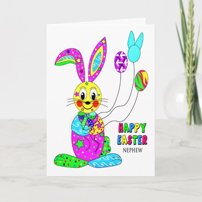 EASTER Nephew kaleidoscope Colorful Bunny  Holiday Card (Front)
