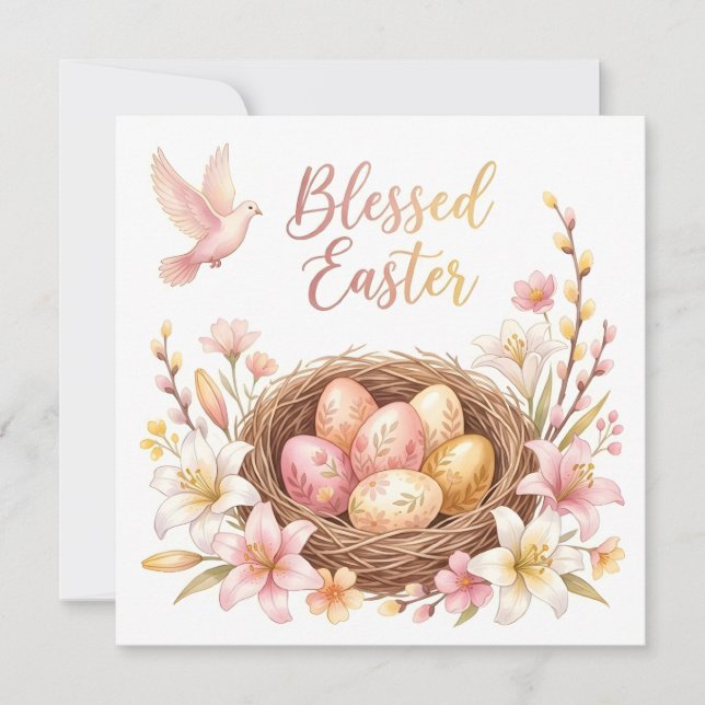 Easter Nest with Eggs Invitation (Front)