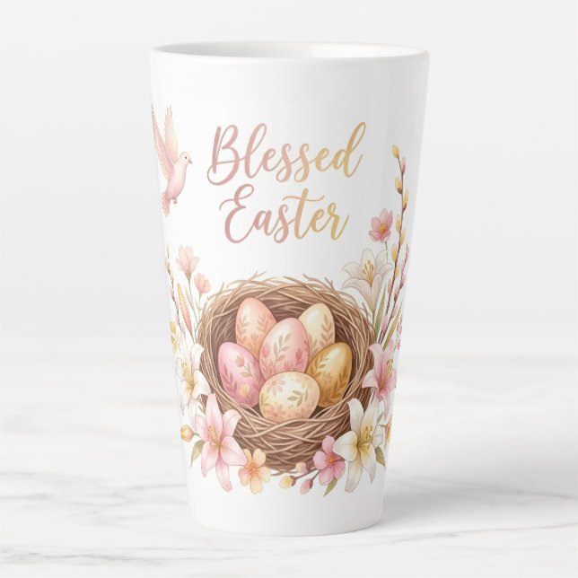 Easter Nest with Eggs Latte Mug (Front)