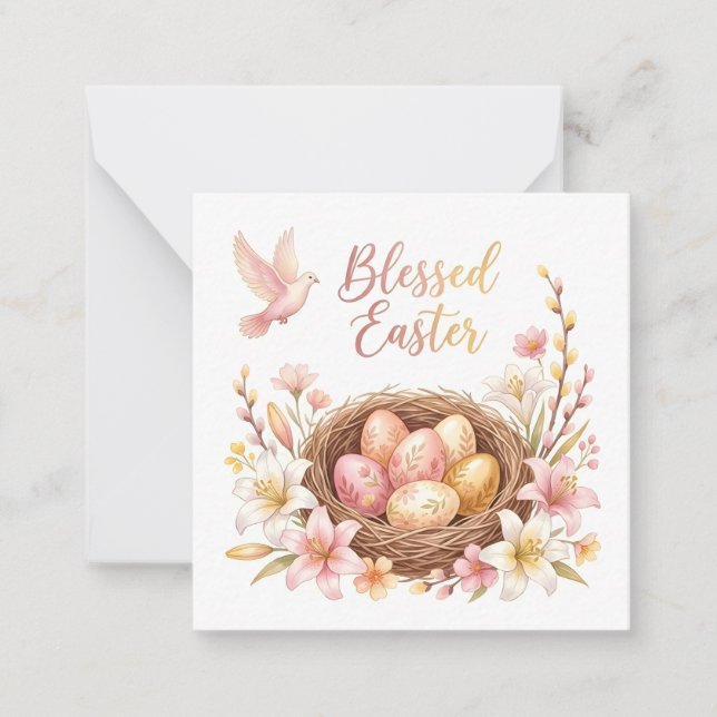 Easter Nest with Eggs Note Card (Front)