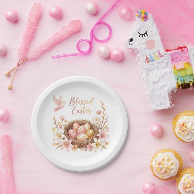 Easter Nest with Eggs Paper Plates (Party)