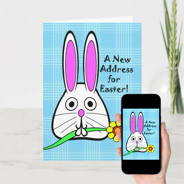 Easter, New Address Announcement, Cute Bunny Holiday Card Zazzle