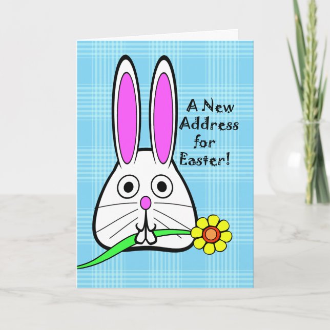 Easter, New Address Announcement, Cute Bunny Holiday Card (Front)