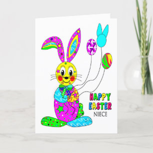EASTER Niece kaleidoscope Colorful Bunny Holiday Card