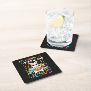 Easter No Bunny Loves Me Like Jesus Christian Square Paper Coaster