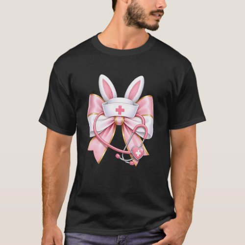 Easter Nurse Coquette Bow Stethoscope Cute Bunny S T-Shirt