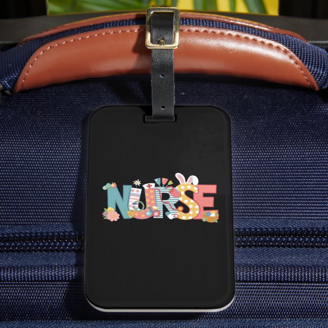 Easter Nurse Stethoscope Bunny Rabbit Eggs Luggage Tag (Front Insitu 2)
