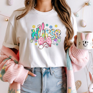 Easter Nurse Tee; Cute Bunny Ears & Stethoscop T-Shirt