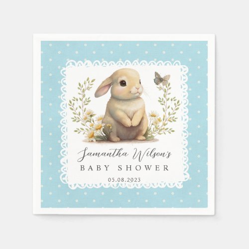 Easter Oh Baby Bunny Spring Boy Baby Shower Napkins